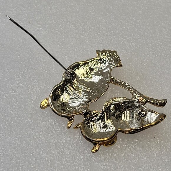 Gold Tone Two Owls Brooch - Picture 5 of 11